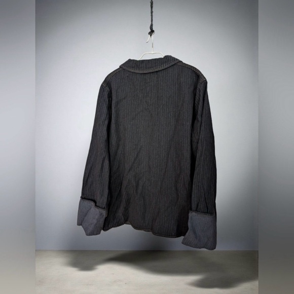 NEW! FASHION NOVA 'Nour' Pinstripe Cuffed Oversized Denim Blazer Jacket - Picture 12 of 14